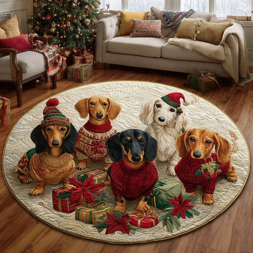 Snowy Sausage Quilted Round Mat