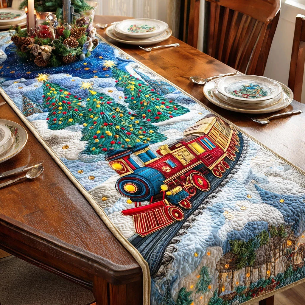 Snowy Tracks Quilted Table Runner