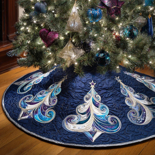 Snowy Tree Christmas Quilted Tree Skirt
