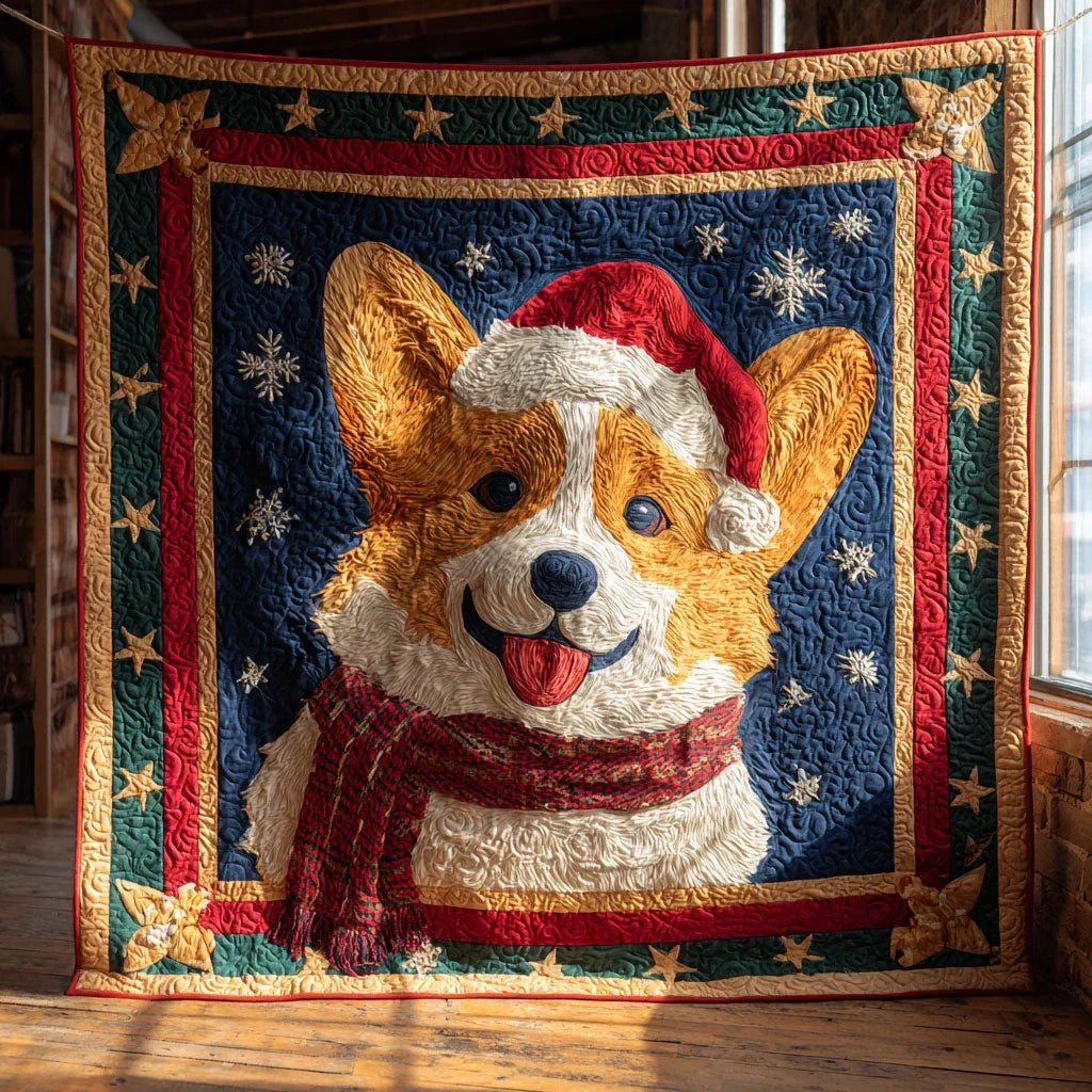 Snuggle Holiday Corgi Quilt Blanket