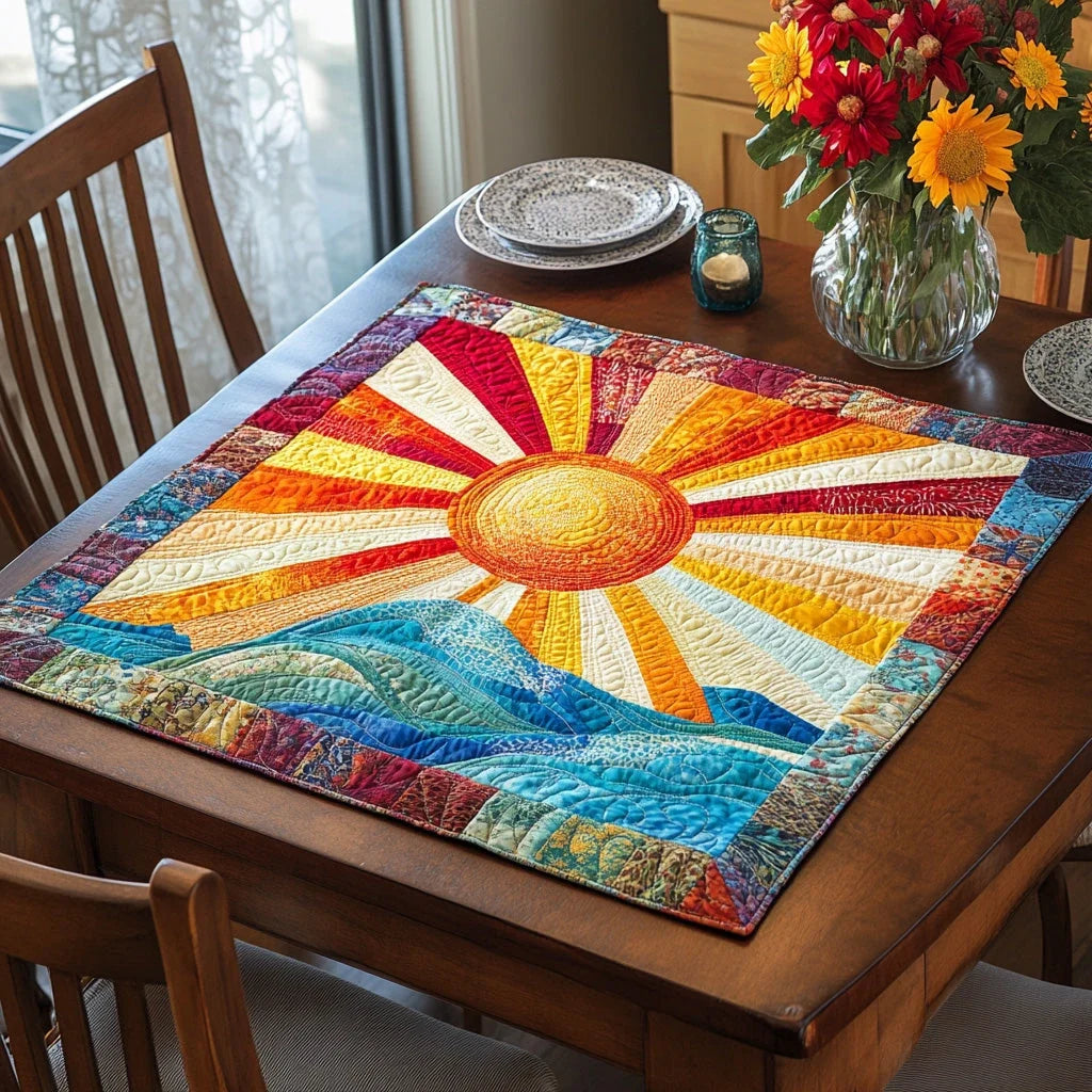 Solar Bloom Quilted Table Topper