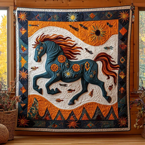 Solar Stallion Quilt Blanket