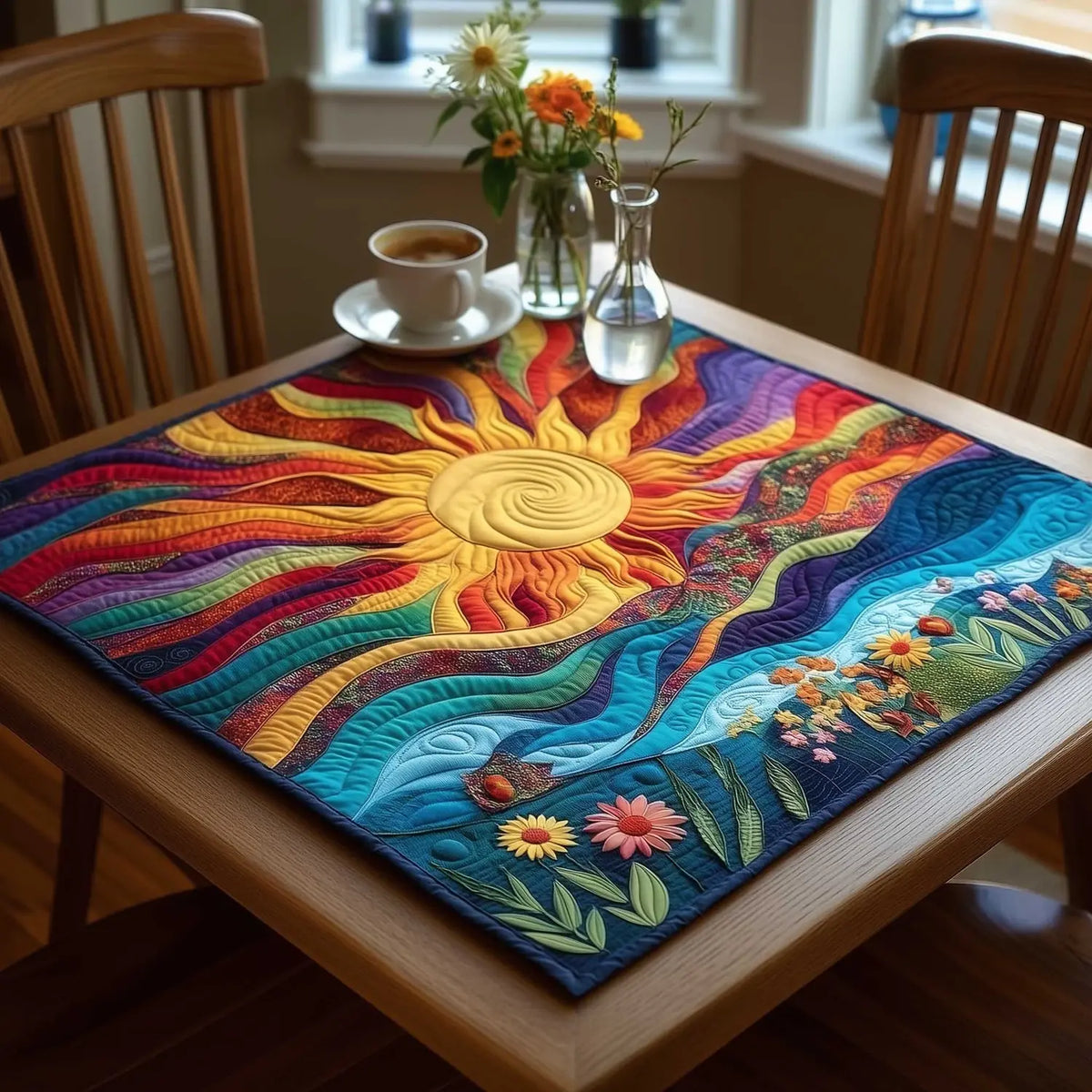 Solar Swirl Quilted Table Topper