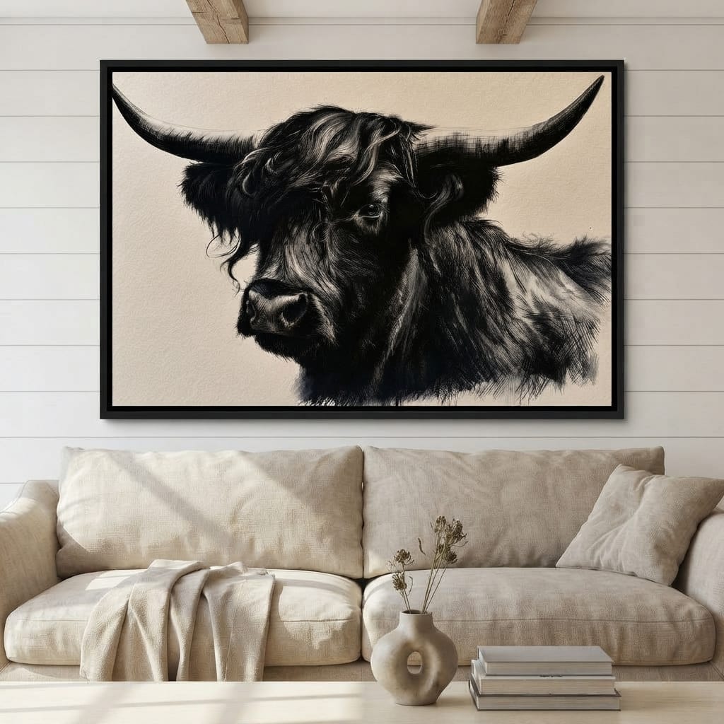 Solitary Guardian of the Highland Plains Canvas Wall Art