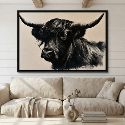 Solitary Guardian of the Highland Plains Canvas Wall Art