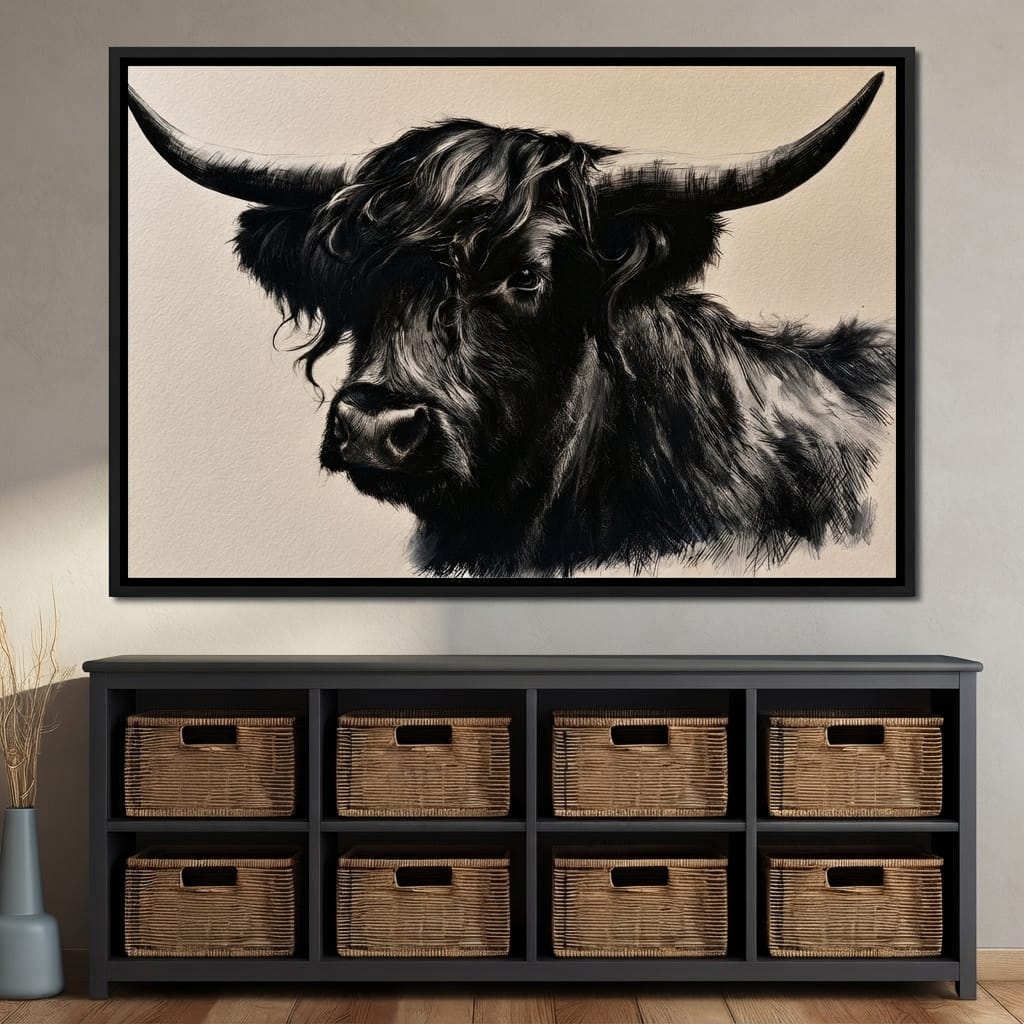 Solitary Guardian of the Highland Plains Canvas Wall Art