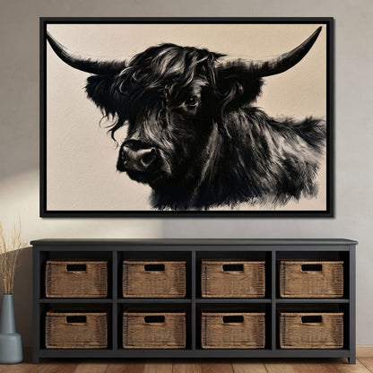 Solitary Guardian of the Highland Plains Canvas Wall Art