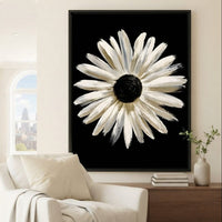 Solitary Pale Petals Against The Void Canvas Wall Art