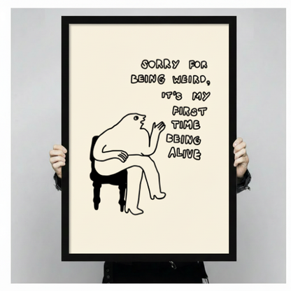 Sorry For Being Weird Funny Quote Canvas Art Wall Art