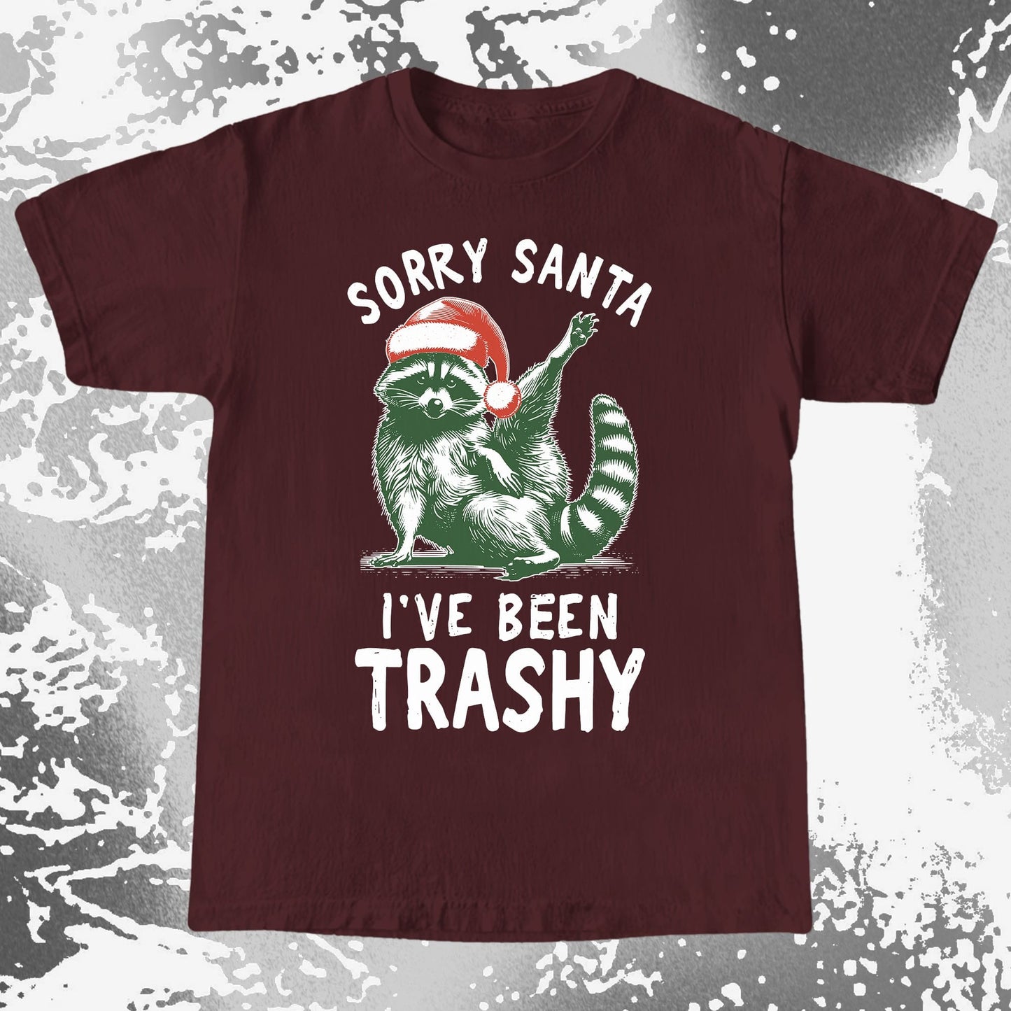 Sorry Santa I've Been Trashy Raccoon Christmas, funny meme tee gift (view 7)