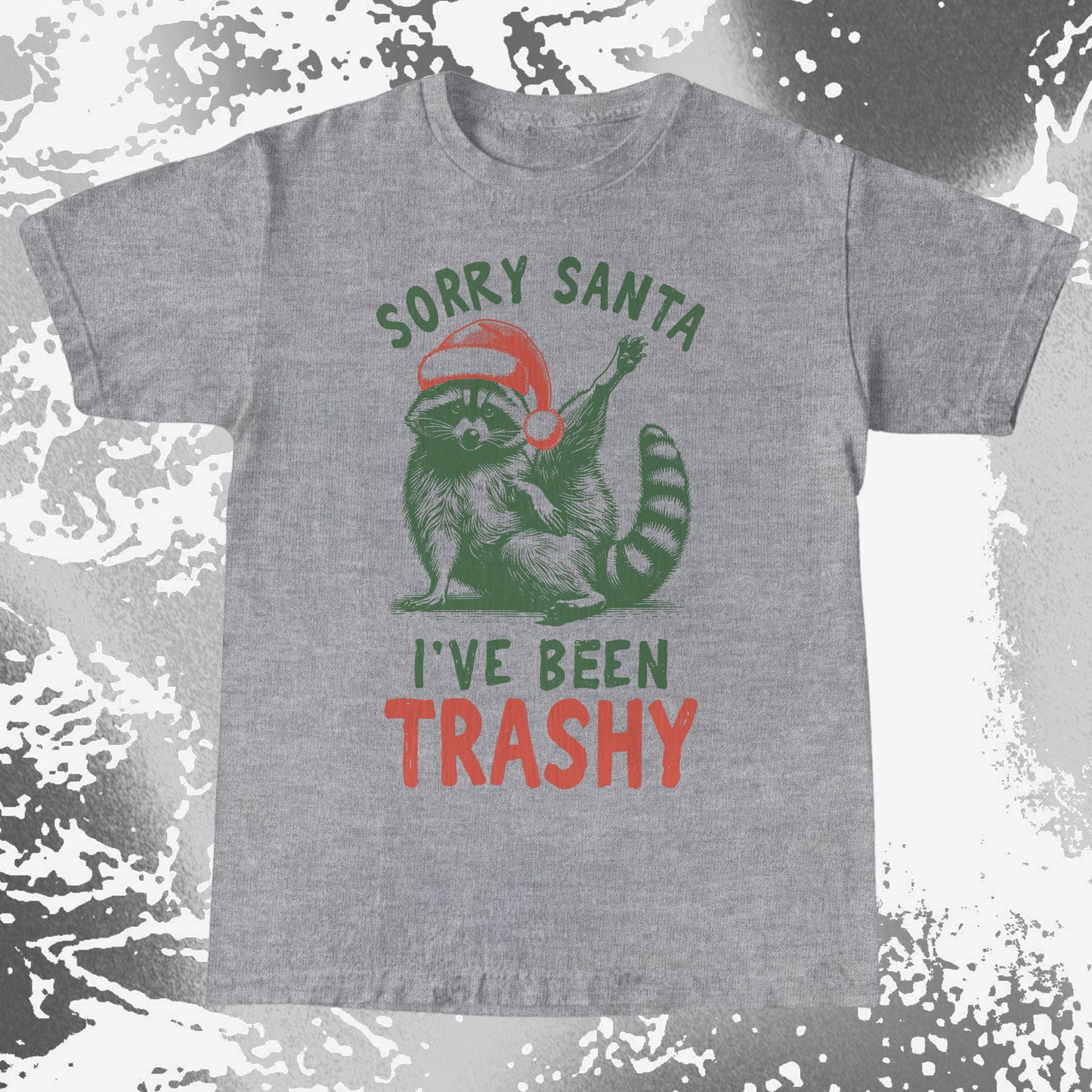 Sorry Santa I've Been Trashy Raccoon Christmas, funny meme tee gift (view 4)