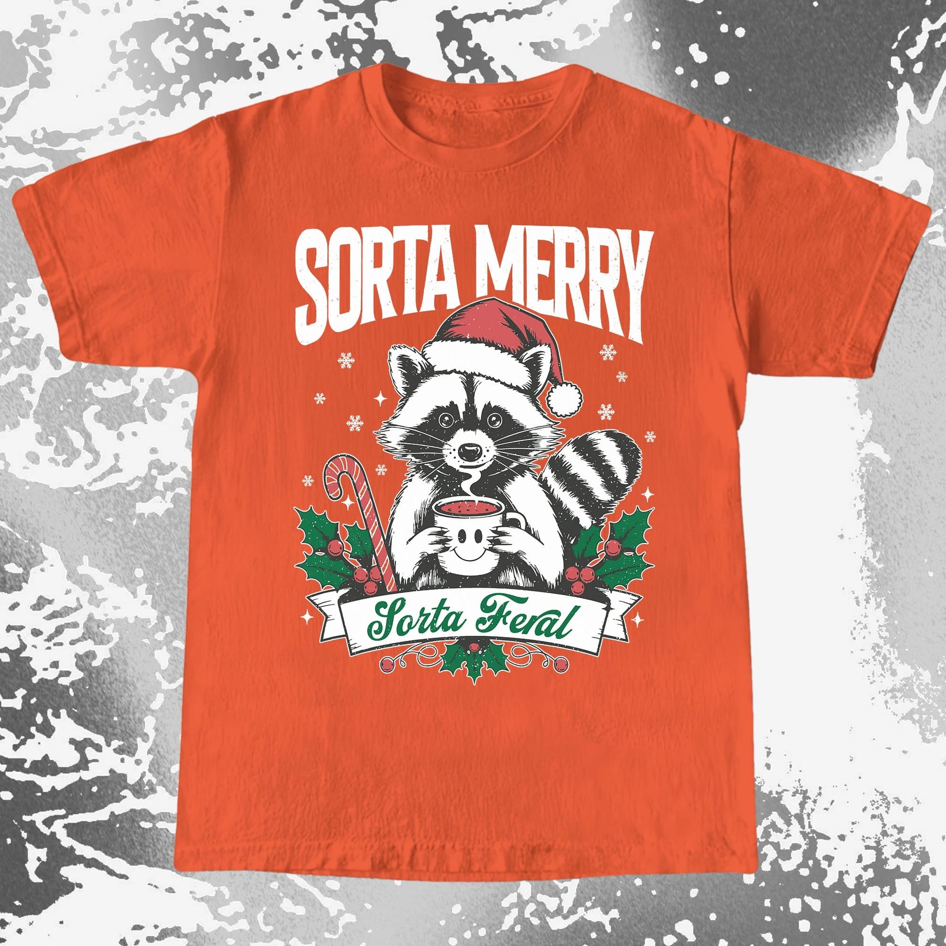 Sorta Merry Sorta Feral Raccoon Christmas, funny meme tee gift (view 8)