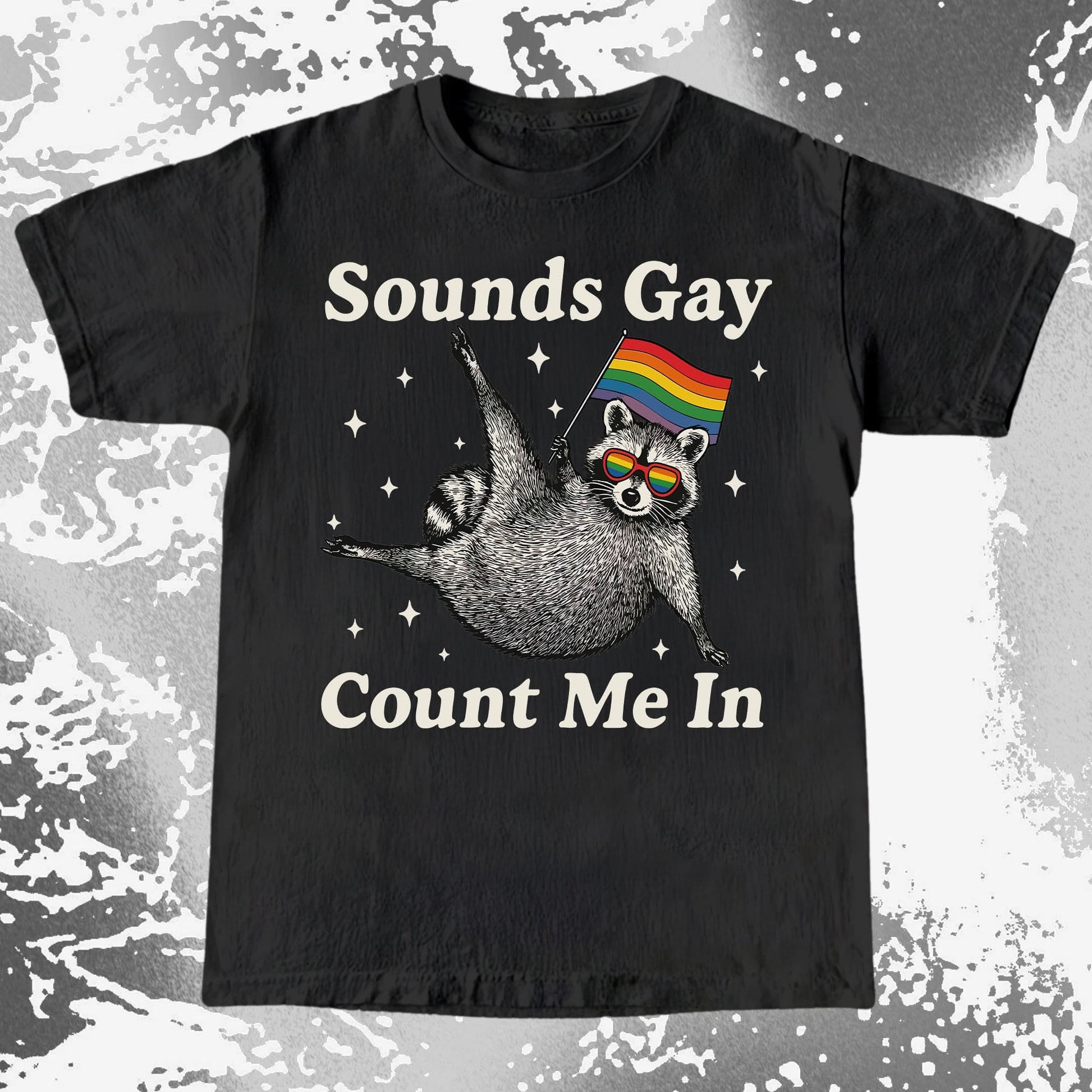 Raccoon Sounds Gay Count Me In, funny meme tee gift (view 2)