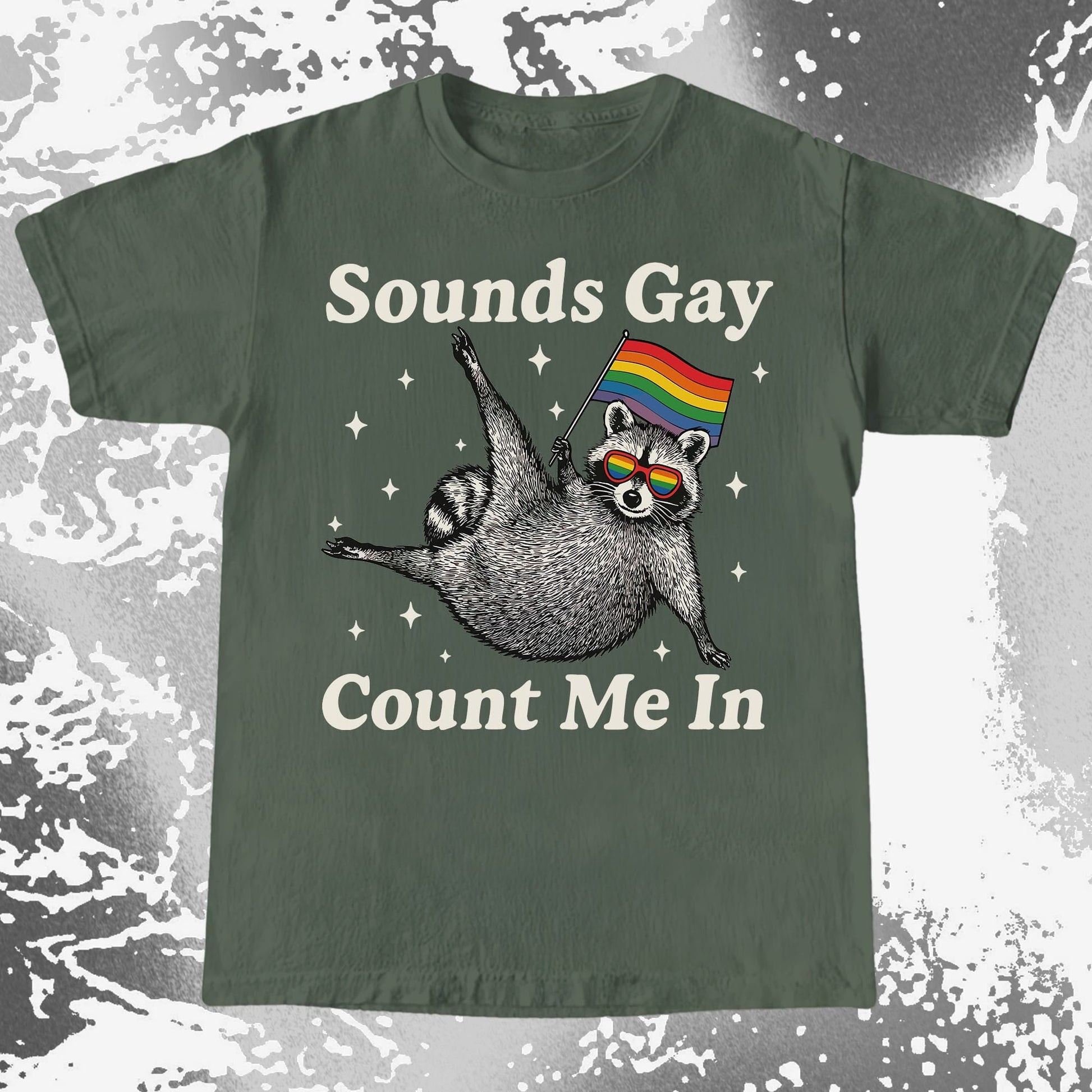 Raccoon Sounds Gay Count Me In, funny meme tee gift (view 5)