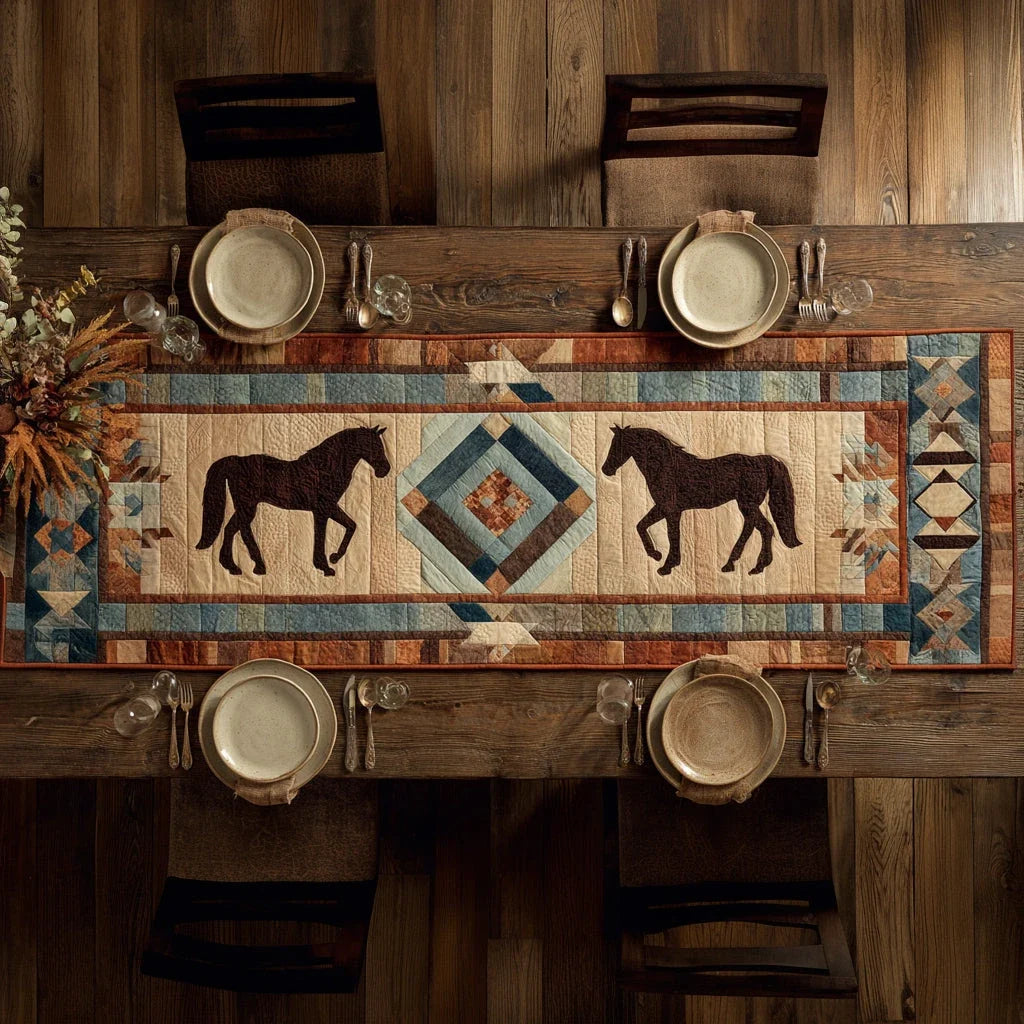 Southwestern Horse Path Quilted Table Runner