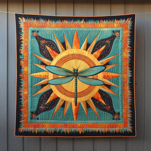 Southwestern Sunburst Dragonfly Quilt Blanket
