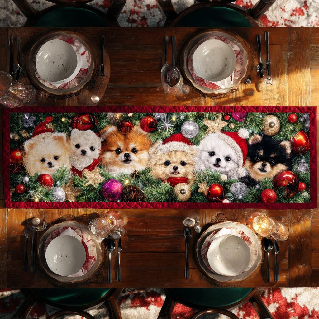 Sparkle Pomeranian Quilted Table Runner
