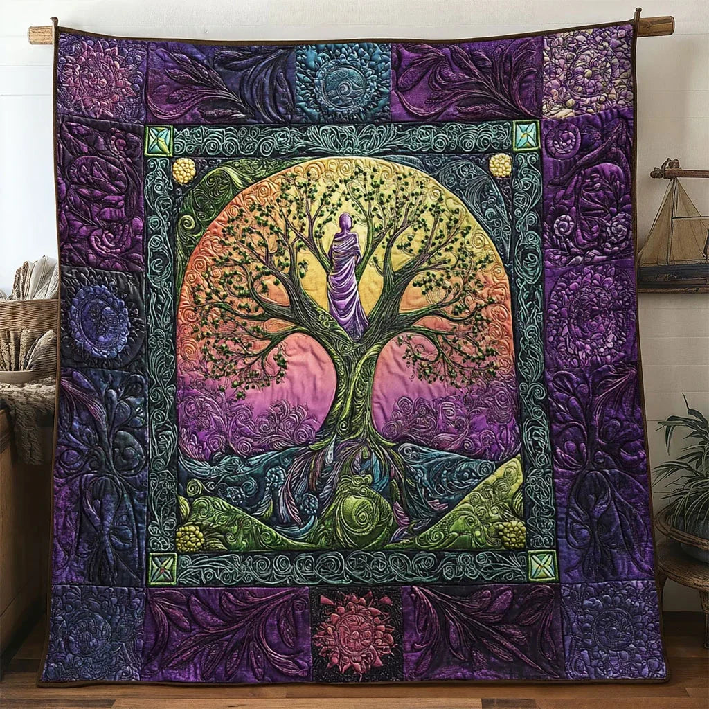 Spirit Bloom Tree Of Life Quilt Blanket