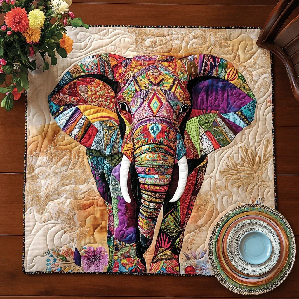 Spirit Elephant Quilted Table Topper