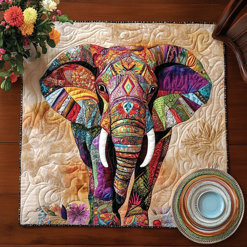 Spirit Elephant Quilted Table Topper