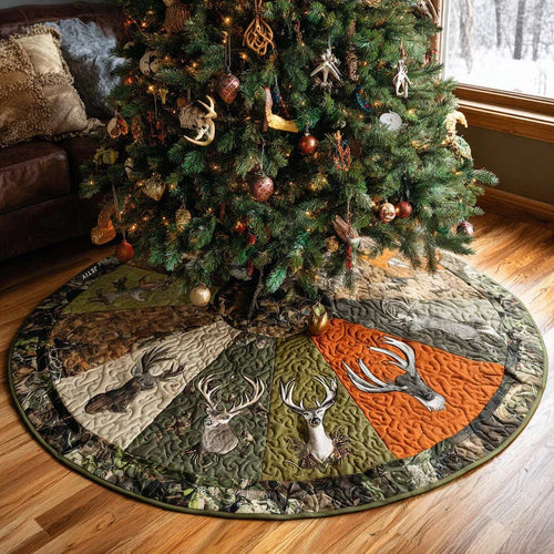 Spirit of the Deer Christmas Quilted Tree Skirt