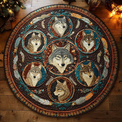 Spirit Wolves Quilted Round Mat