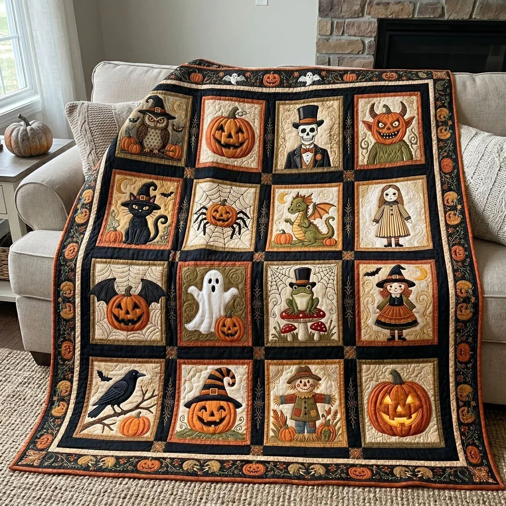 Spooky Autumn Friends Quilt Blanket