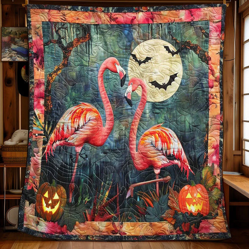 Spooky Flamingo Haven Quilt Blanket
