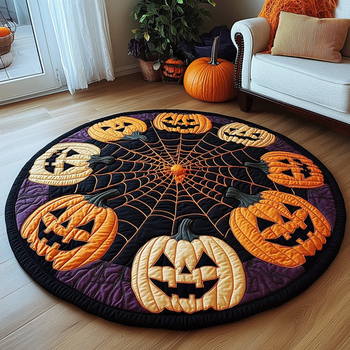Spooky Pumpkin Quilted Round Mat