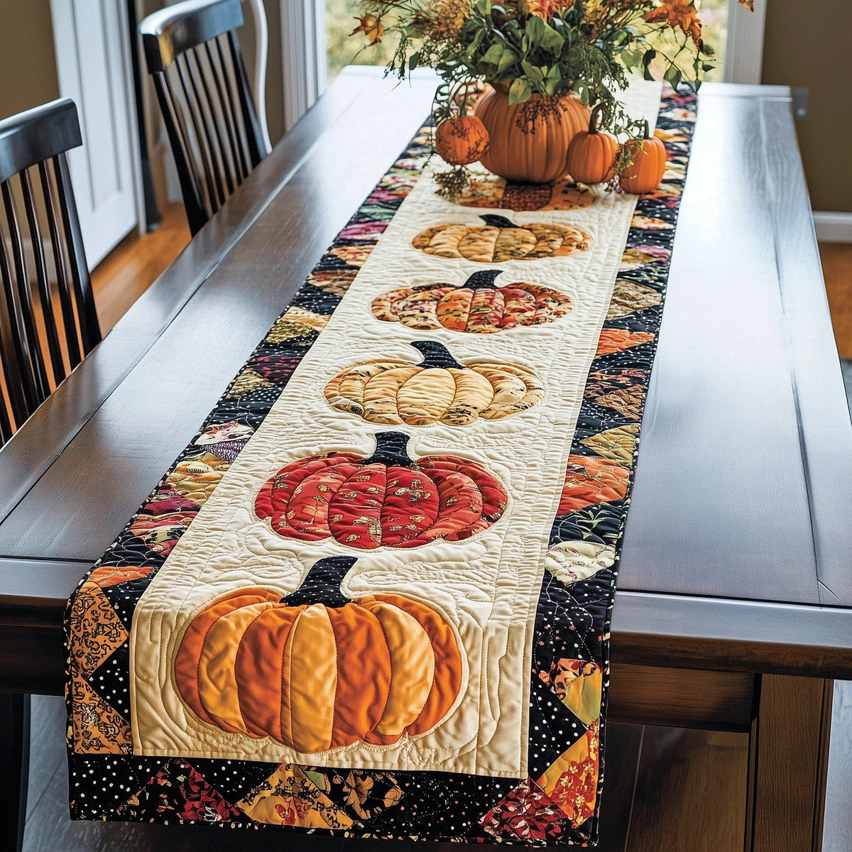Spooky Pumpkin Quilted Table Runner