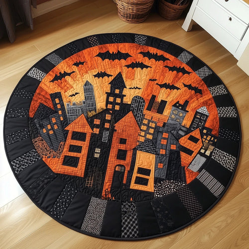 Spooky Town Quilted Round Mat