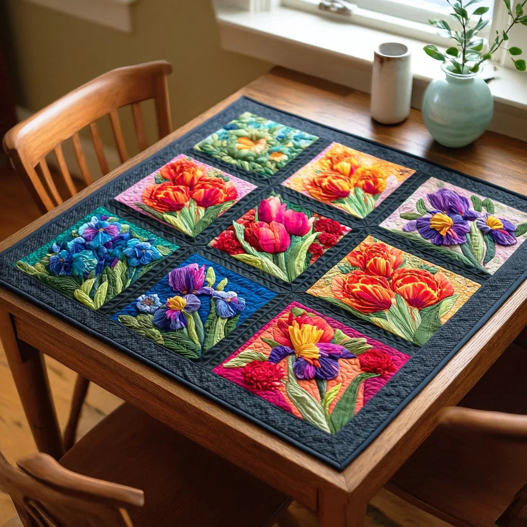 Spring Blossom Field Quilted Table Topper