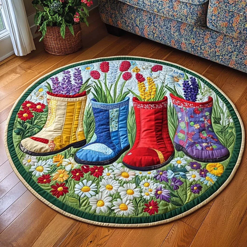 Spring Boots Quilted Round Mat