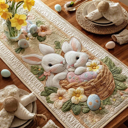 Spring Bunny Garden Quilted Table Runner