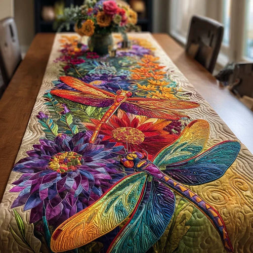 Spring Dragonfly Quilted Table Runner