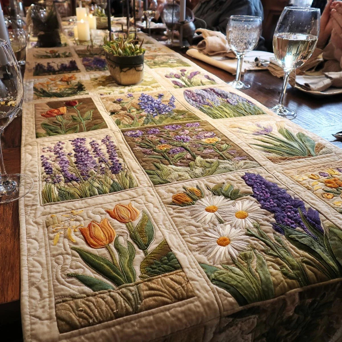 Spring Garden Quilted Table Runner