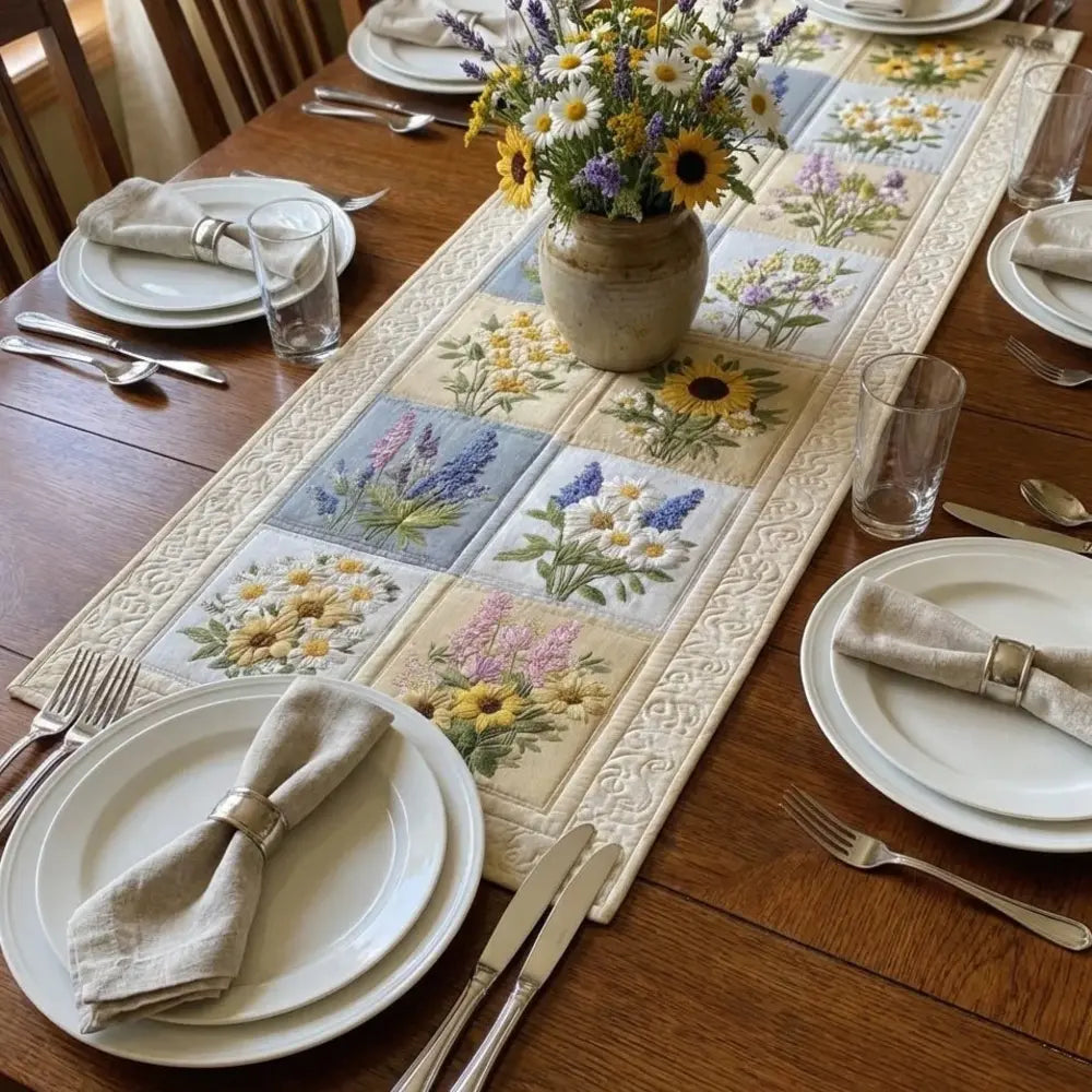 Spring Meadow Quilted Table Runner