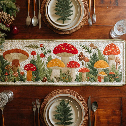 Spring Mushroom Quilted Table Runner