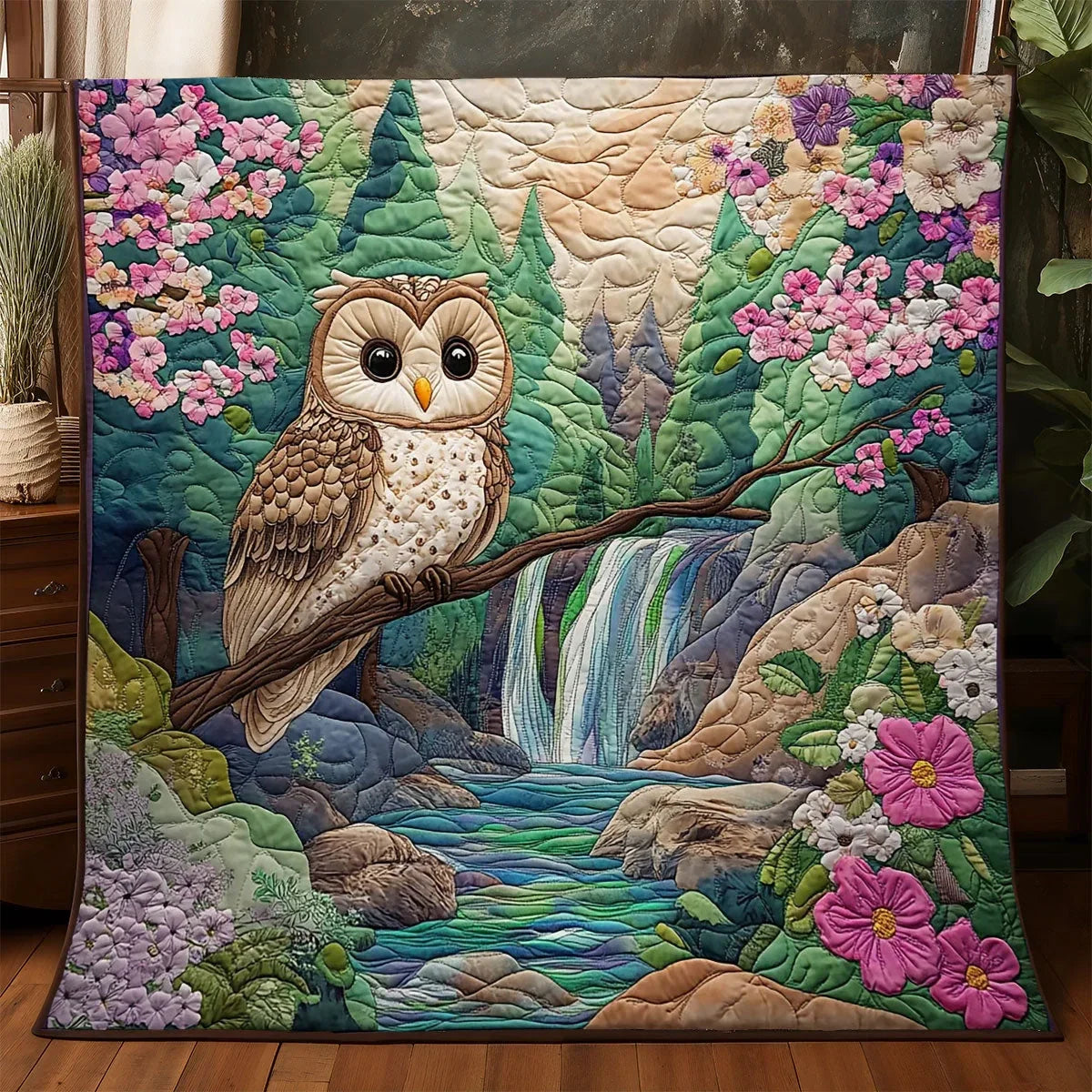 Spring Owl Quilt Blanket
