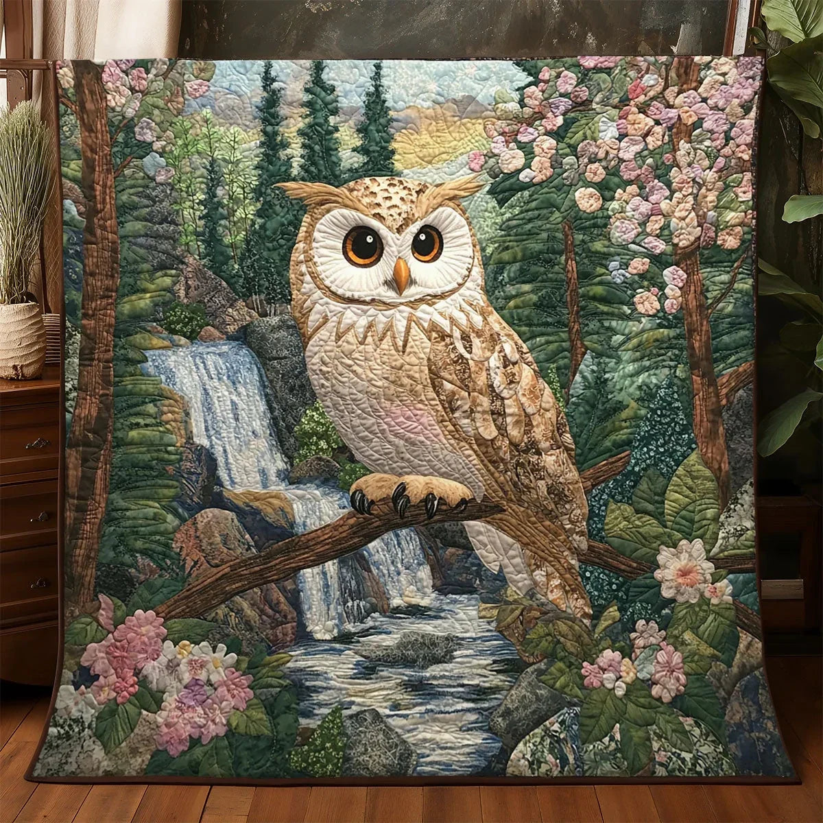 Spring Owl Quilt Blanket