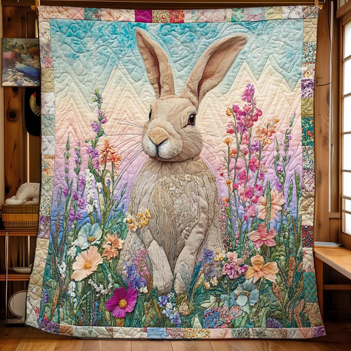 Spring Rabbit Quilt Blanket