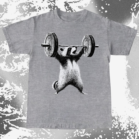 Raccoon Lifting Weights Funny Gym Shirt, funny meme tee gift
