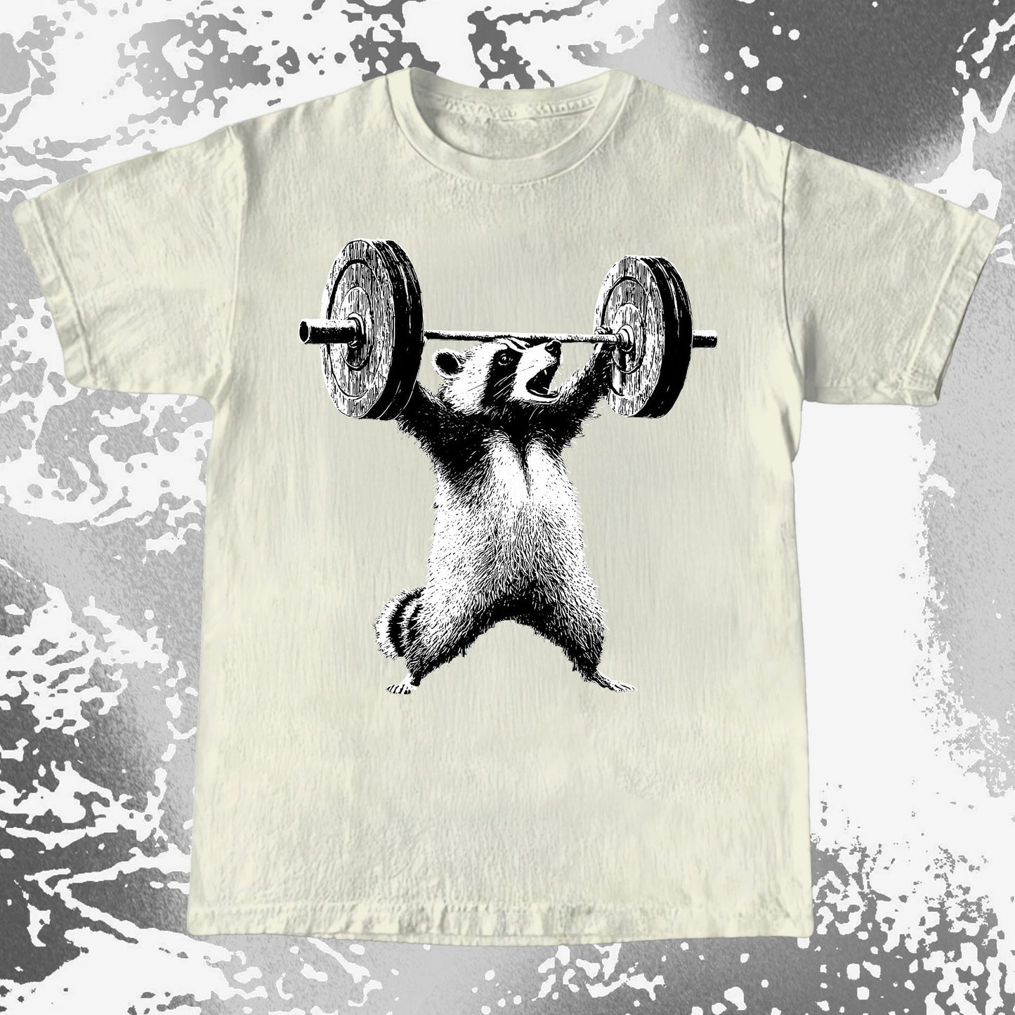 Raccoon Lifting Weights Funny Gym Shirt, funny meme tee gift (view 4)