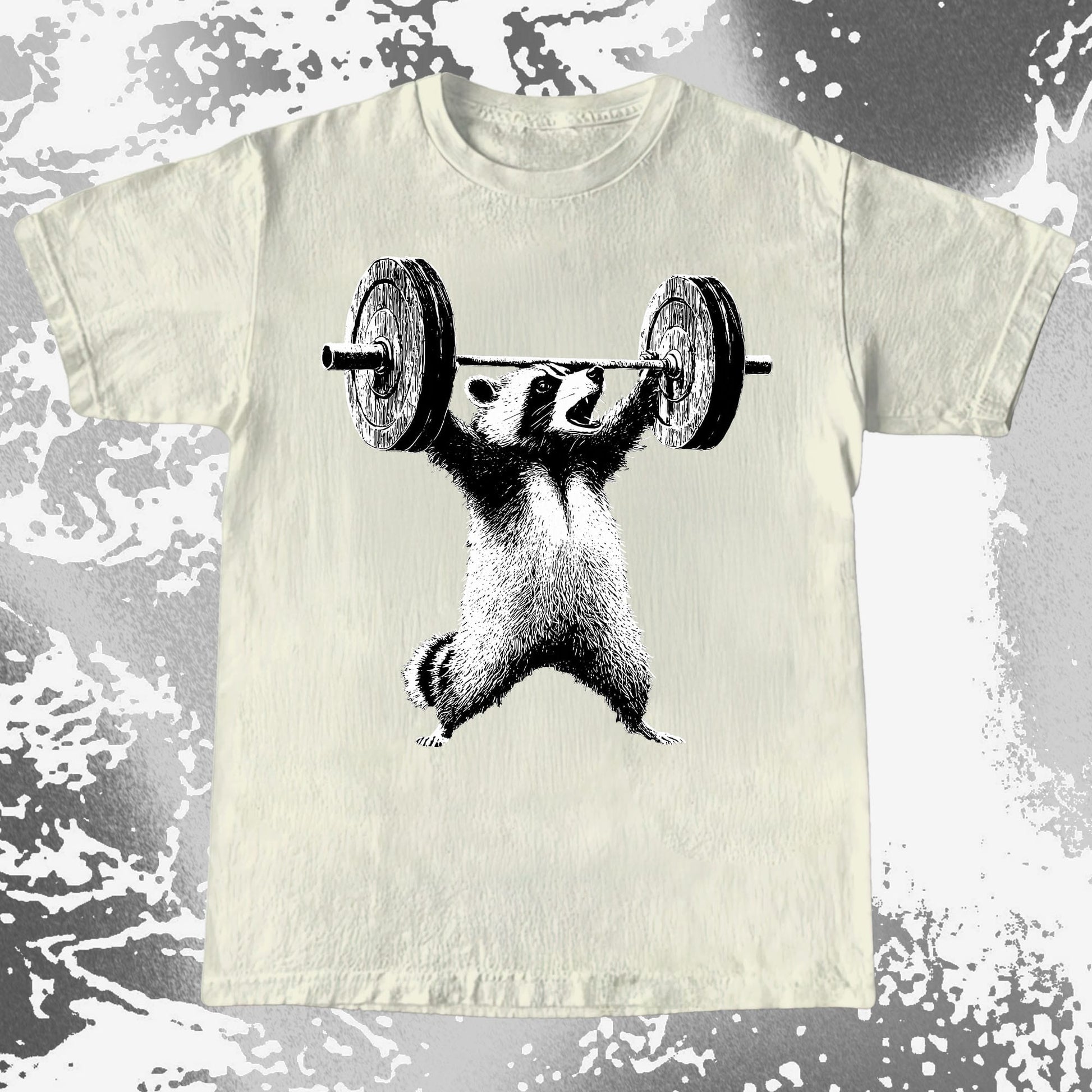 Raccoon Lifting Weights Funny Gym Shirt, funny meme tee gift (view 4)