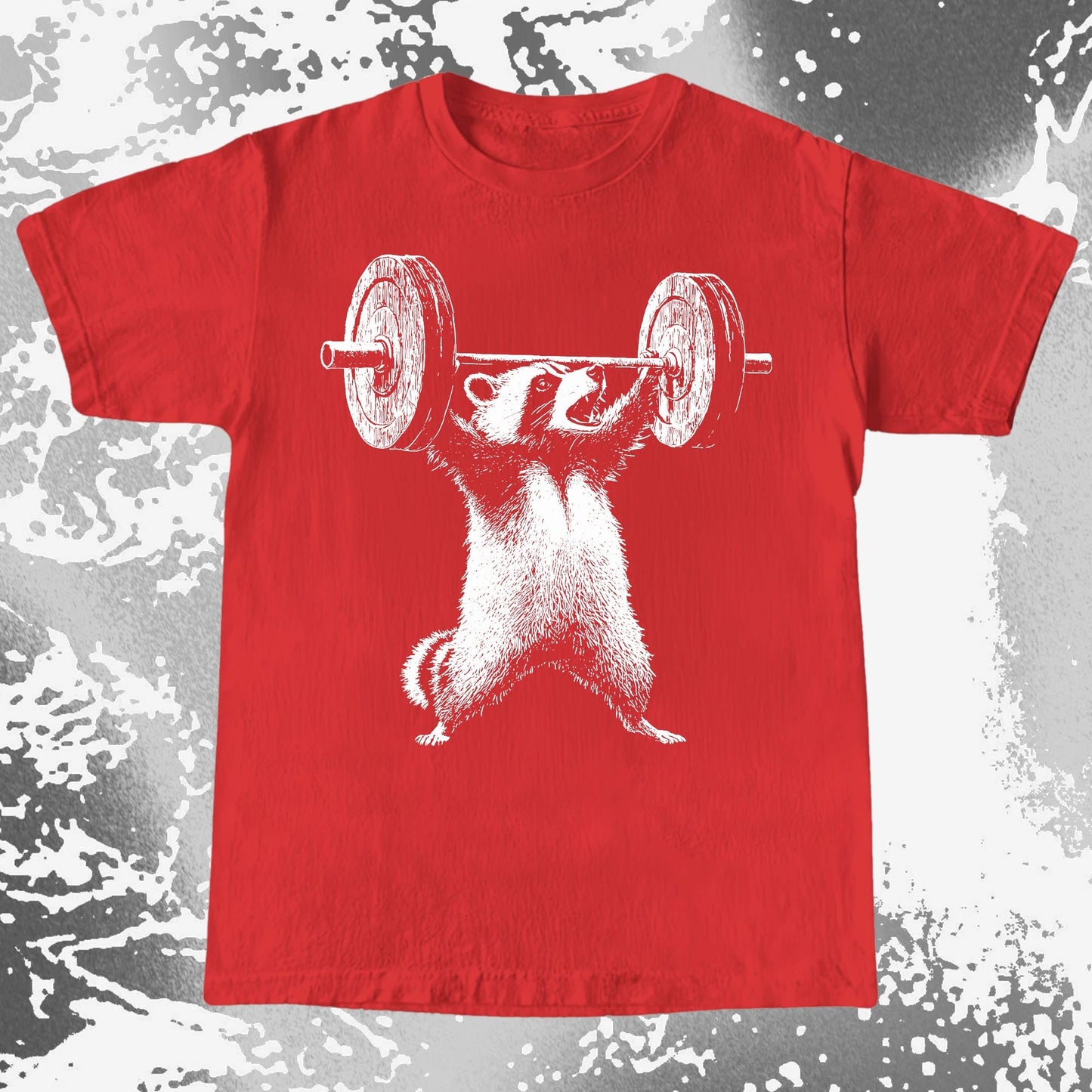 Raccoon Lifting Weights Funny Gym Shirt, funny meme tee gift (view 8)