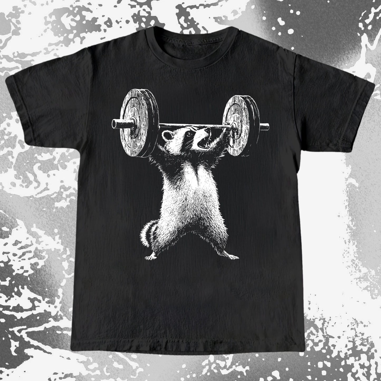 Raccoon Lifting Weights Funny Gym Shirt, funny meme tee gift (view 3)