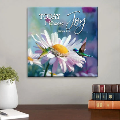 today i choose joy james 1 2 hummingbird with daisies wall art canvas (view 8)