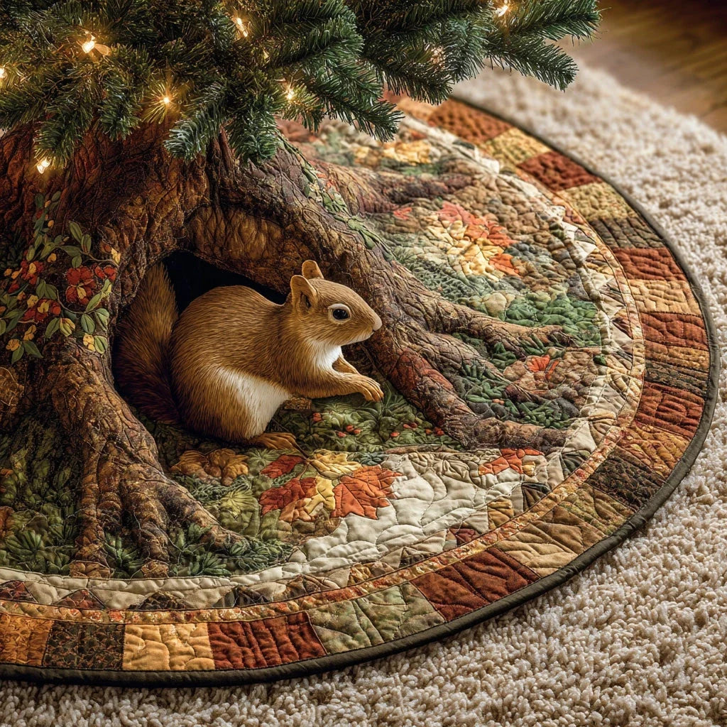 Squirrel Hollow Christmas Quilted Tree Skirt