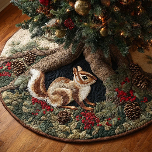 Squirrel Home Christmas Quilted Tree Skirt
