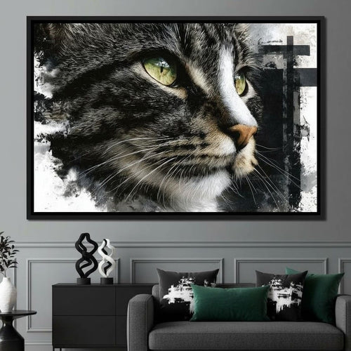Golden Eyed Cat Portrait Canvas Wall Art